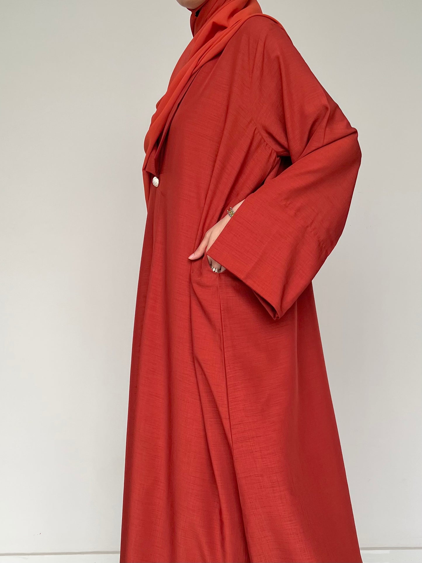 Burnt Orange Open Abaya