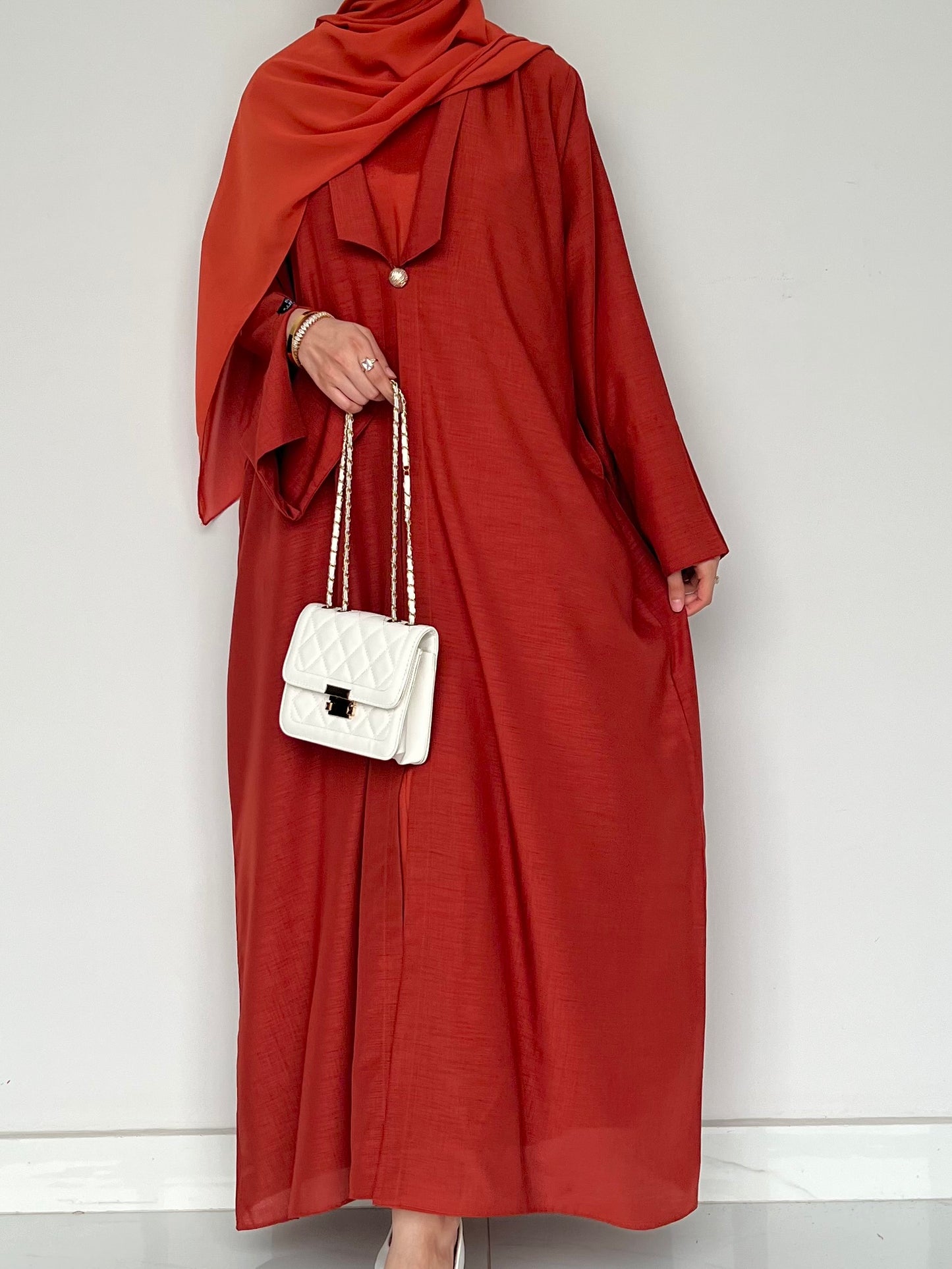Burnt Orange Open Abaya