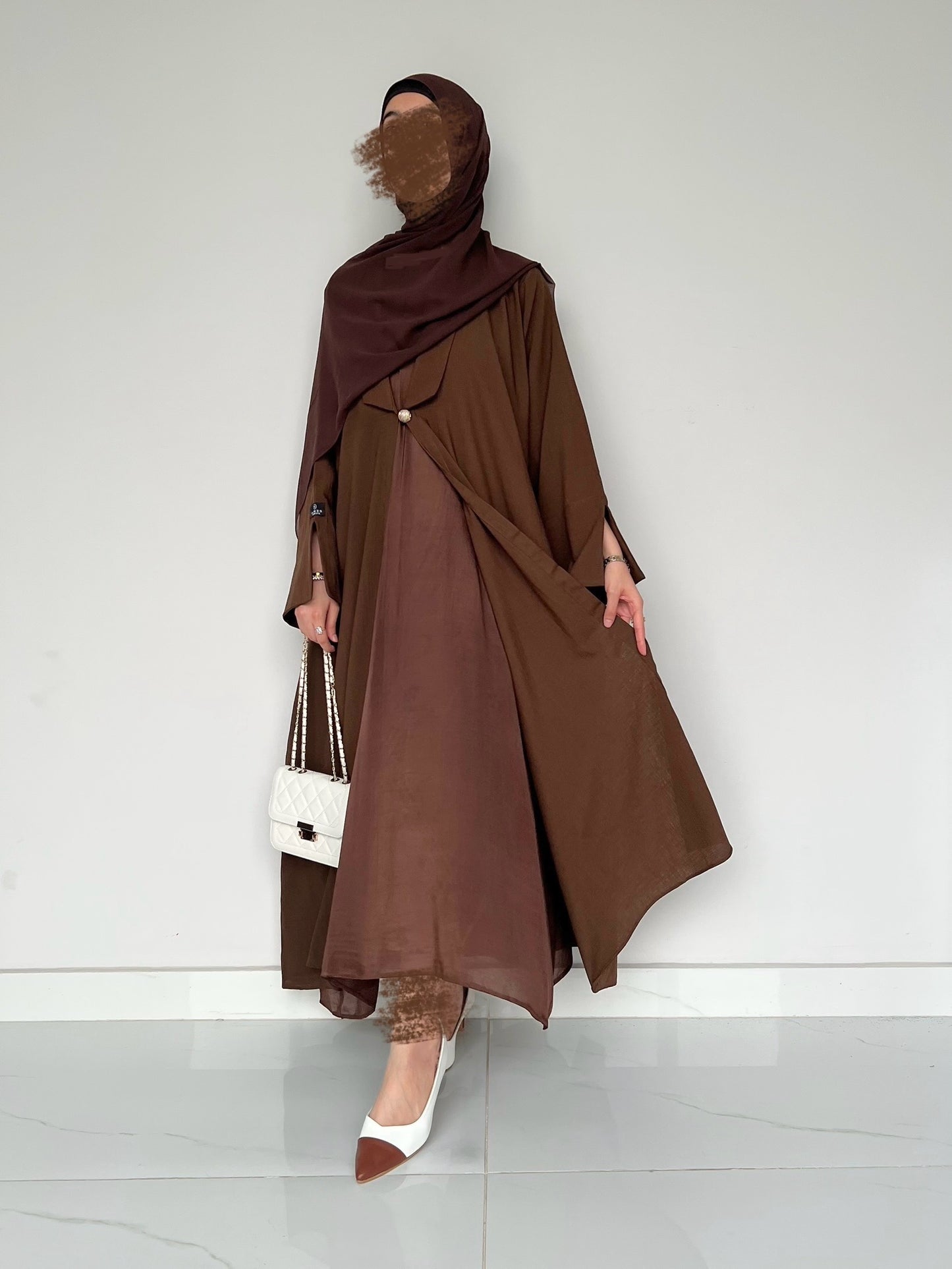 Deep Brown Open Abaya