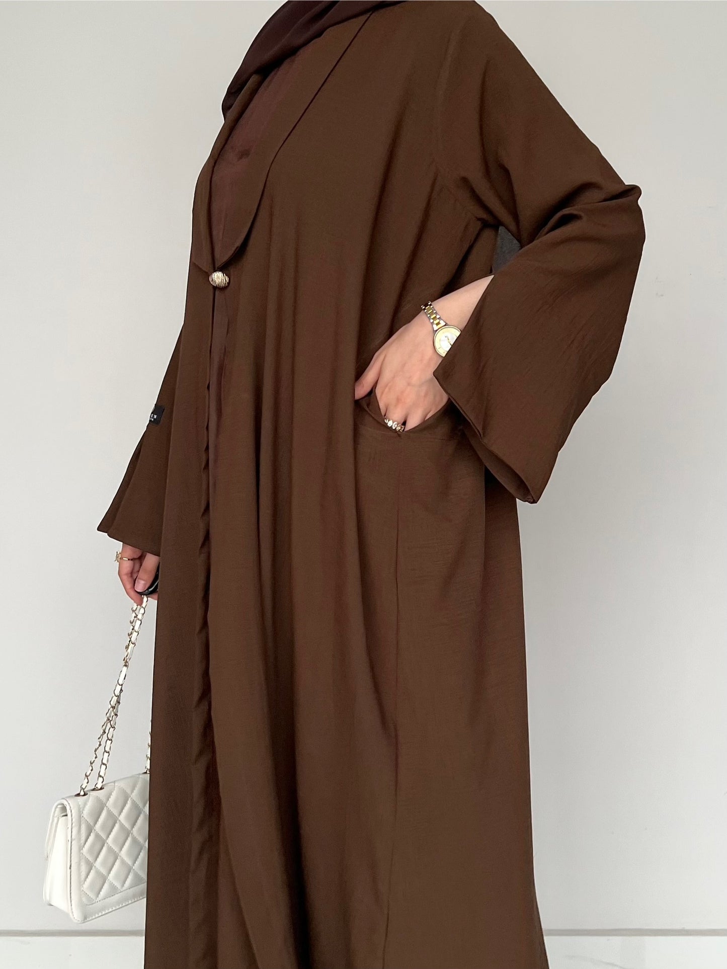 Deep Brown Open Abaya