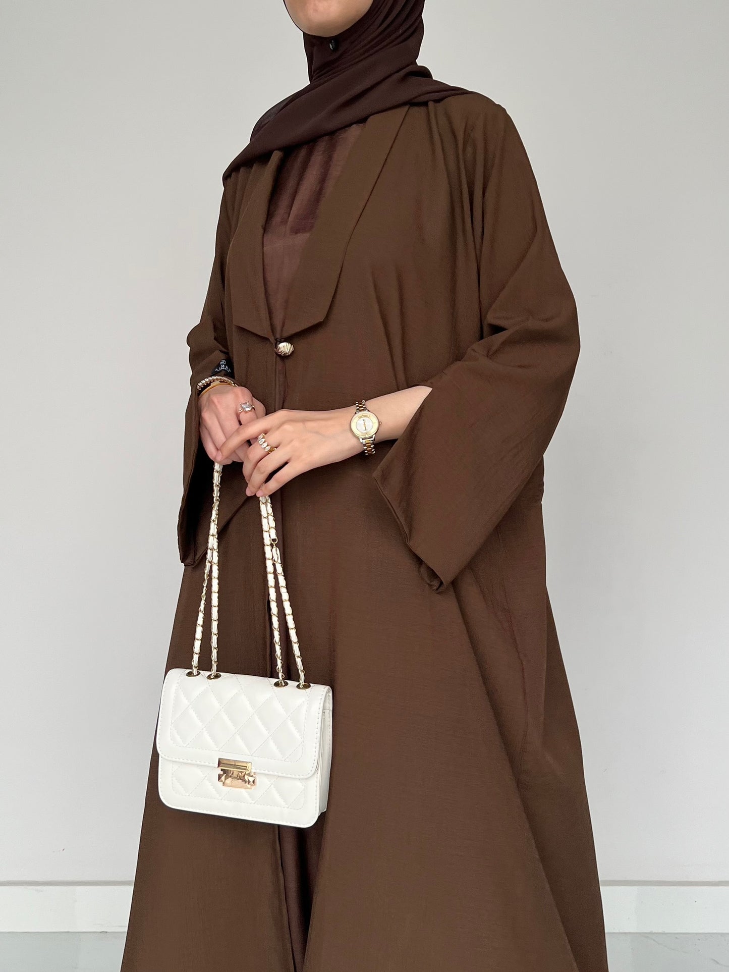 Deep Brown Open Abaya
