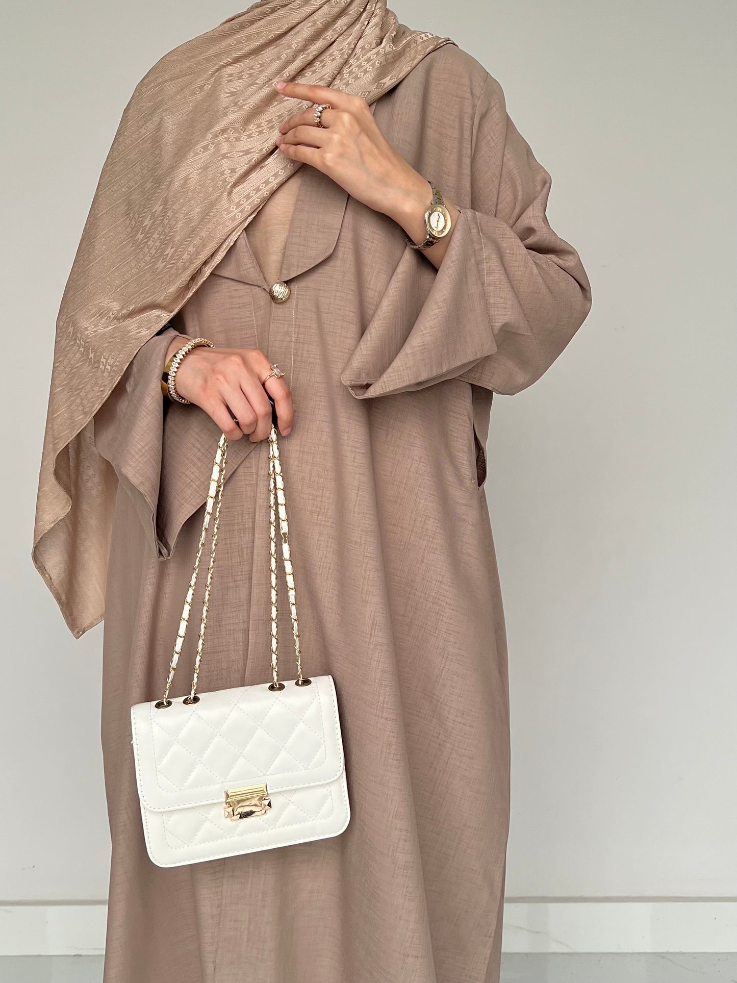 Soft Tan Open Abaya