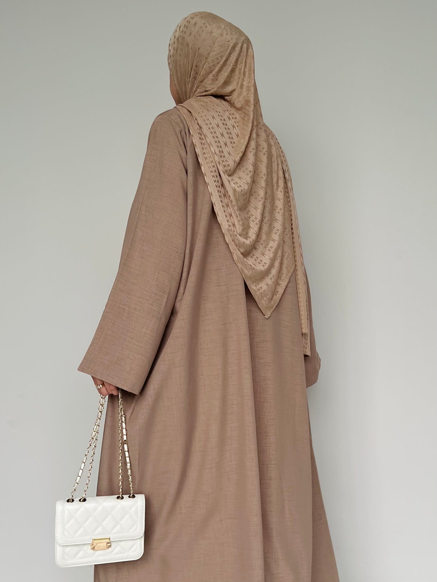 Soft Tan Open Abaya