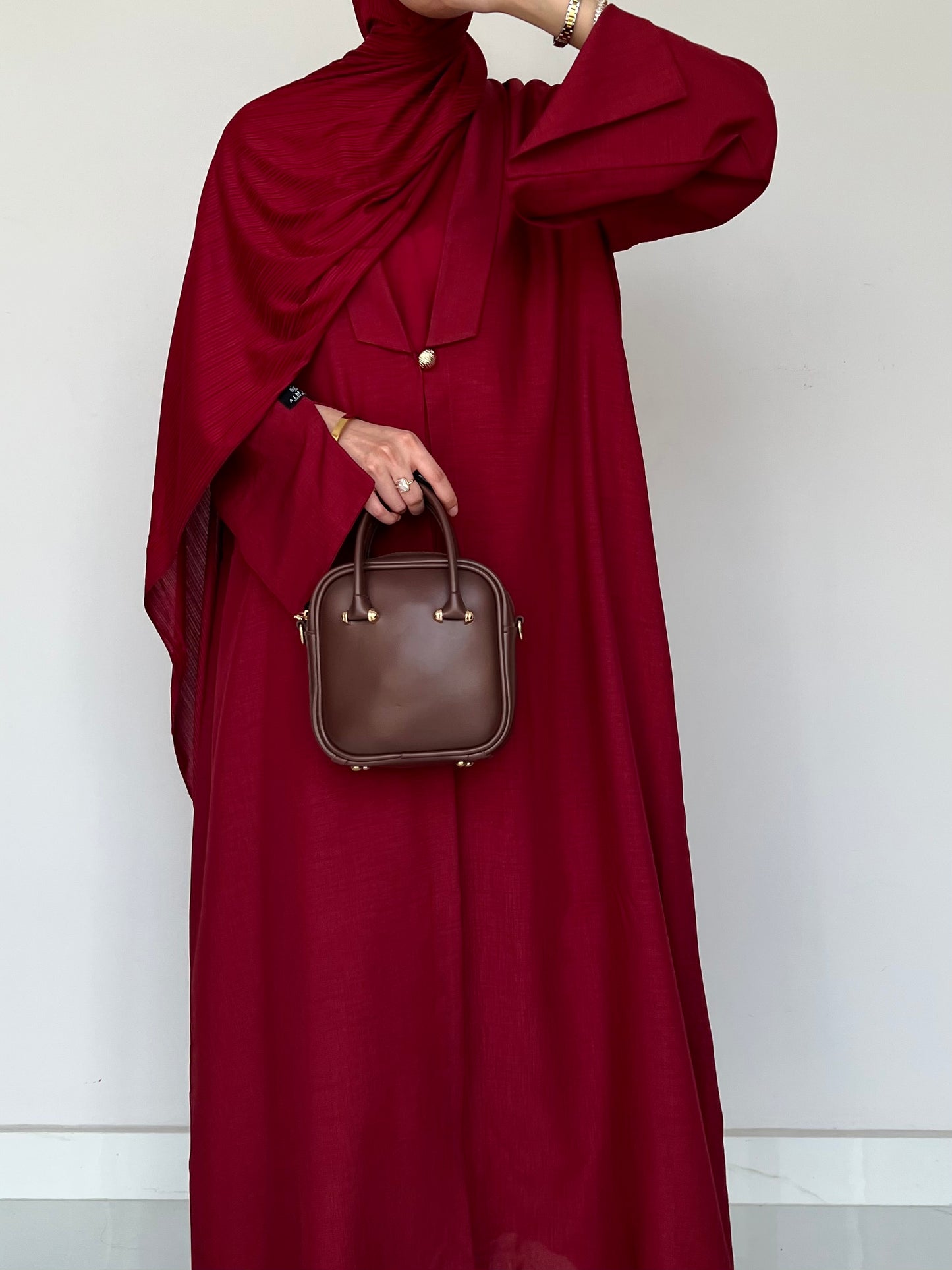 Ruby Red Open Abaya