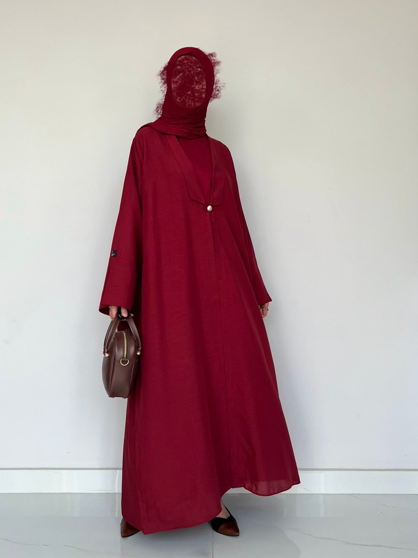 Ruby Red Open Abaya
