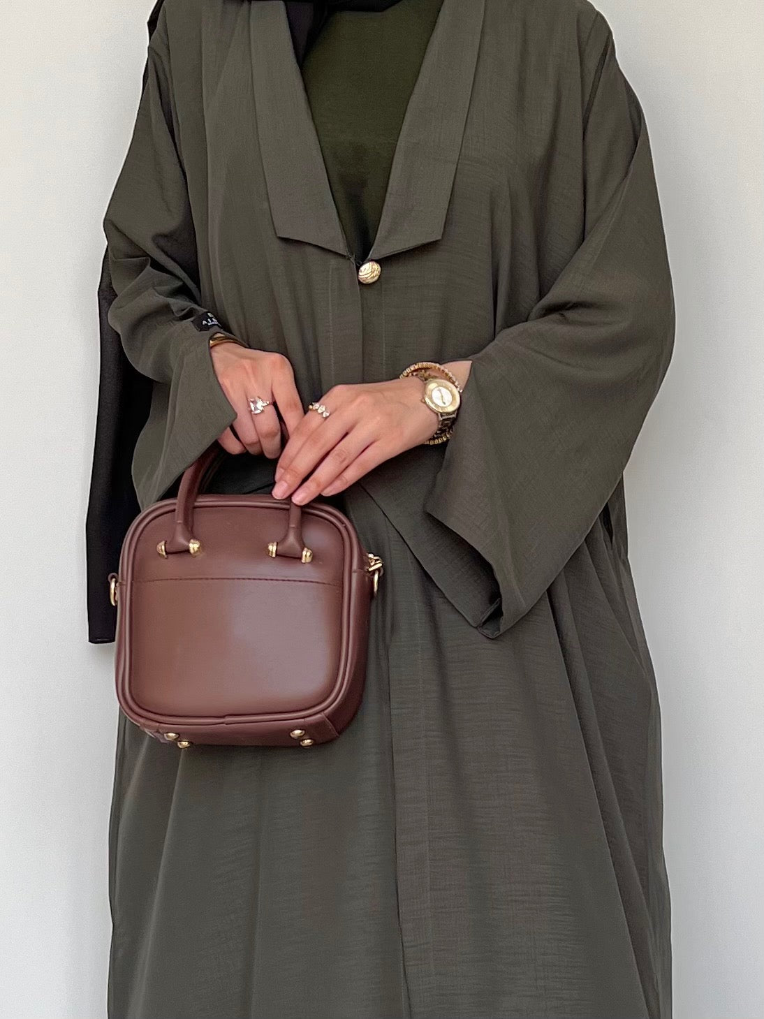 Olive Mist Open Abaya