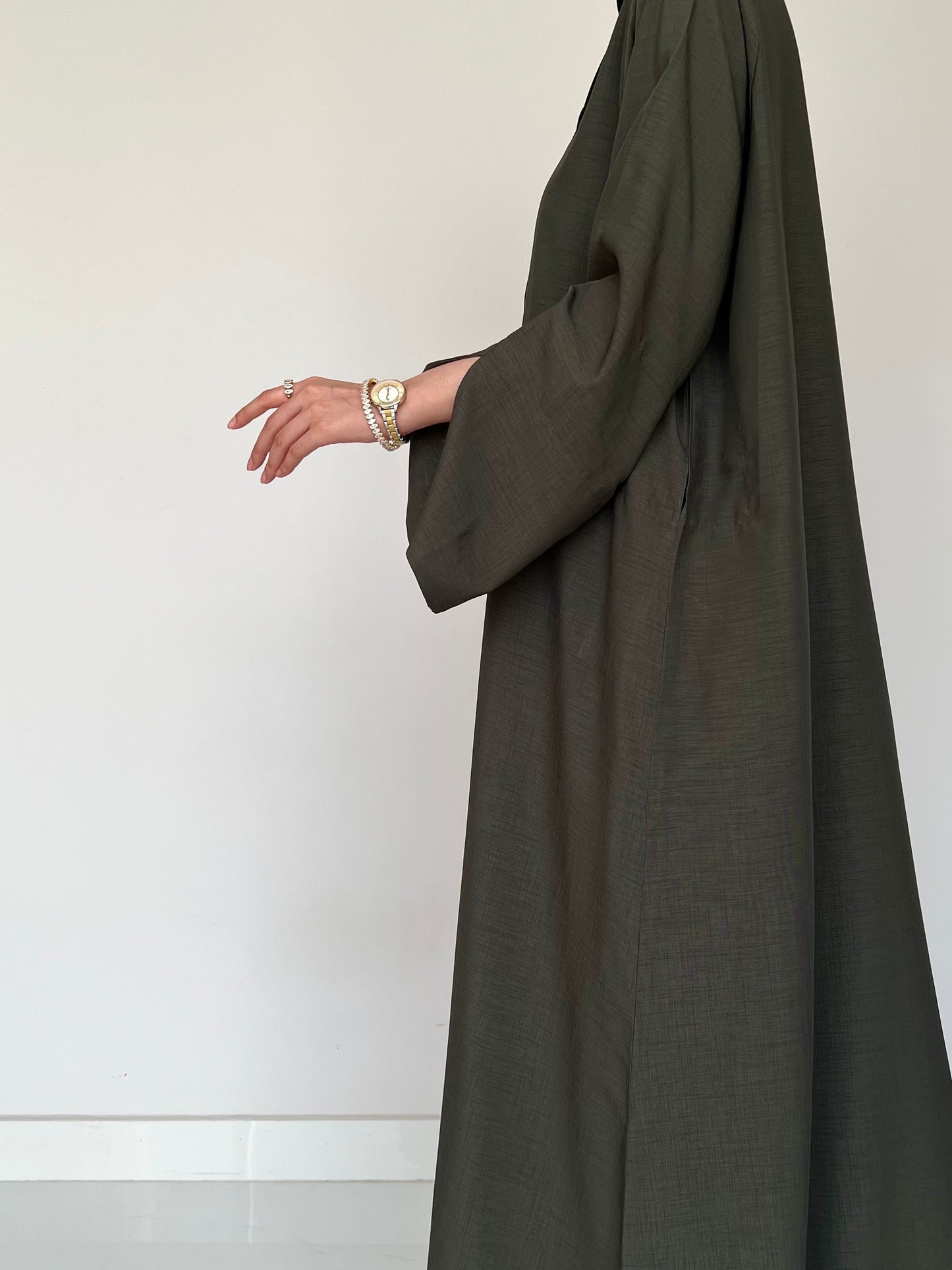 Olive Mist Open Abaya
