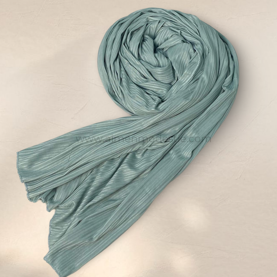 Ribbed Jersey Hijab - Misty Blue
