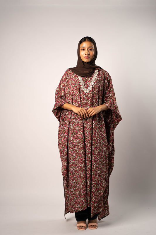Cocoa Floral Kaftan