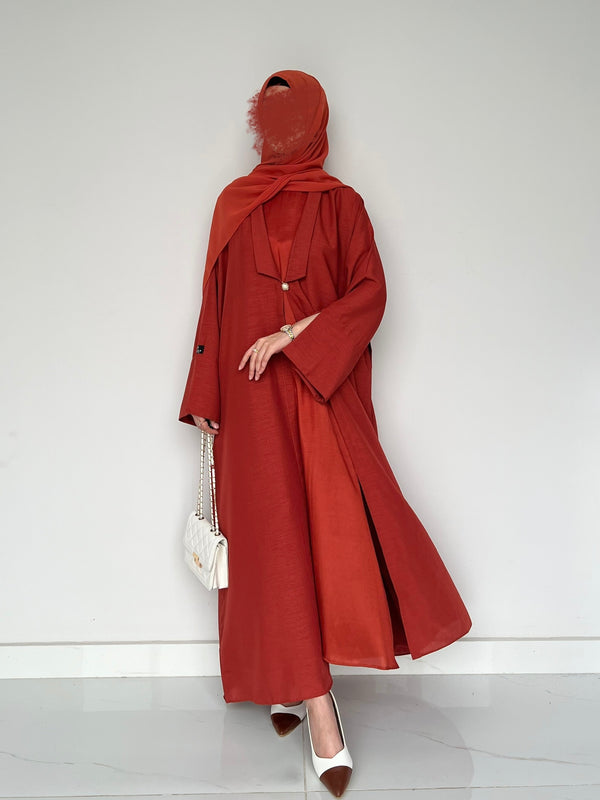 Burnt Orange Open Abaya