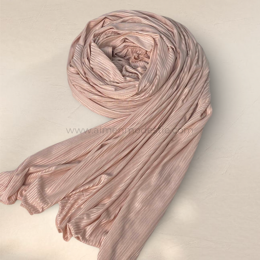 Ribbed Jersey Hijab - Nude Pink